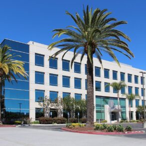 Modern office building representing corporate investment and innovation in Silicon Valley, symbolizing SoftBank's $100 billion AI commitment.